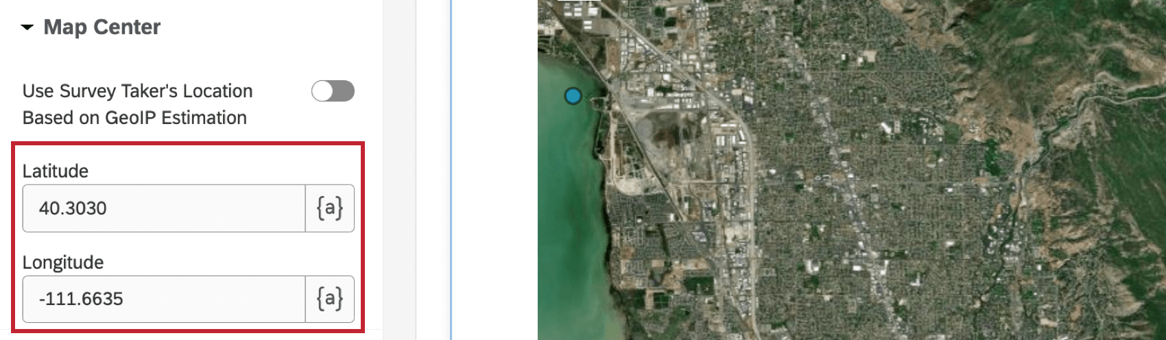 latitude and longitude options when configuring the map center