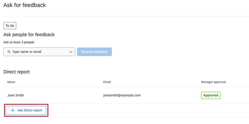 the ask direct report button