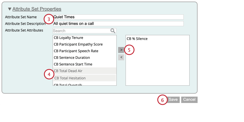 entering a name and description and then choosing attributes