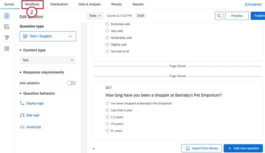 Navigating to Workflows