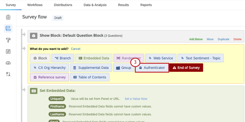 scelta dellelemento autenticatore