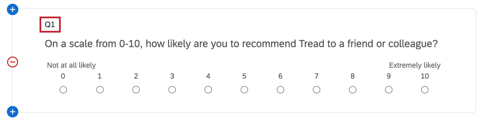 Q1, tout à gauche de la question, est encadré
