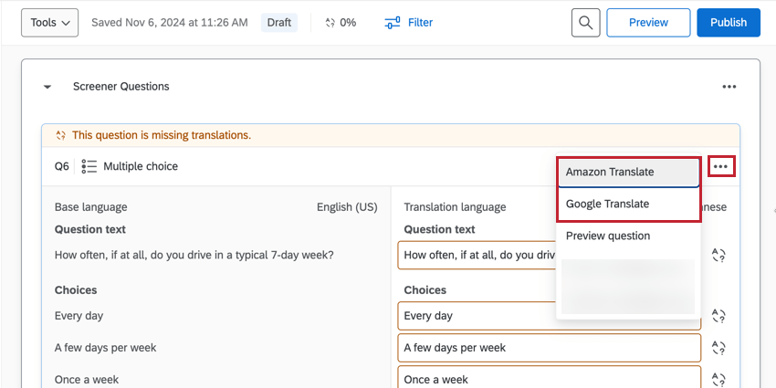 traduction dune question