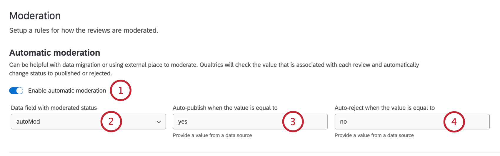 configuração da moderação automática