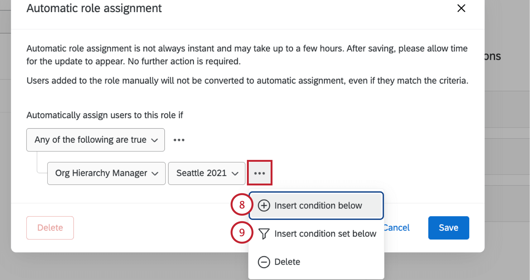 adding additional conditions and sets