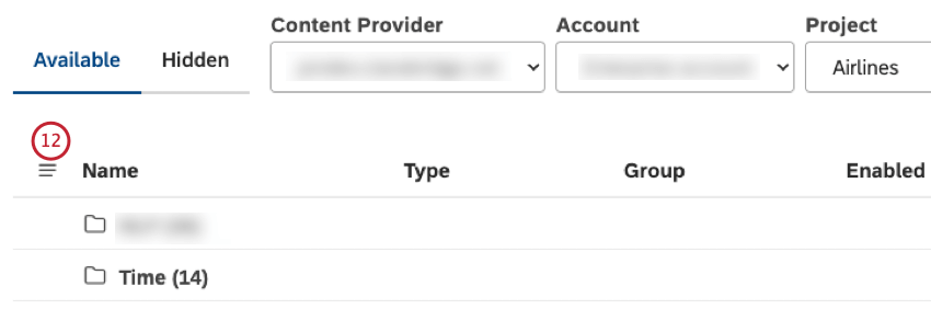 Switch the visibility of hidden attributes or category models on this page on and off.