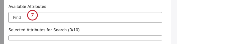 Cliquez sur la case Rechercher pour afficher les options dattribut à inclure dans la recherche.