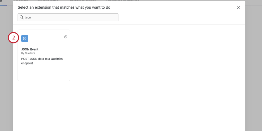 Seleccionar el evento json en un flujo de trabajo de qualtrics