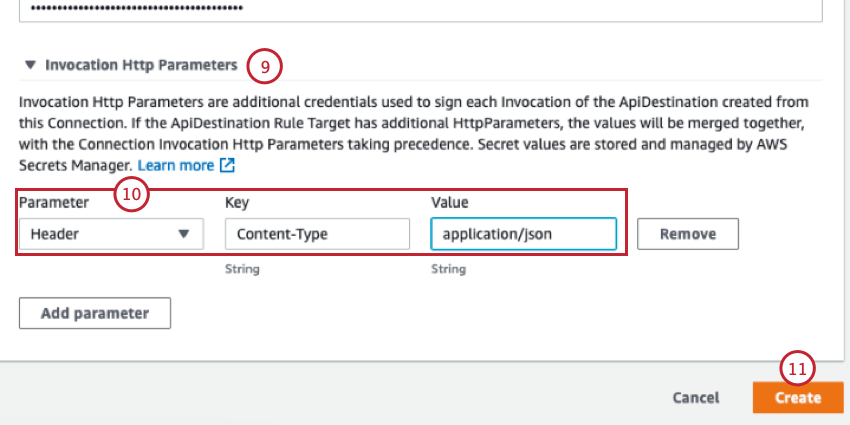 configuring the connection parameters