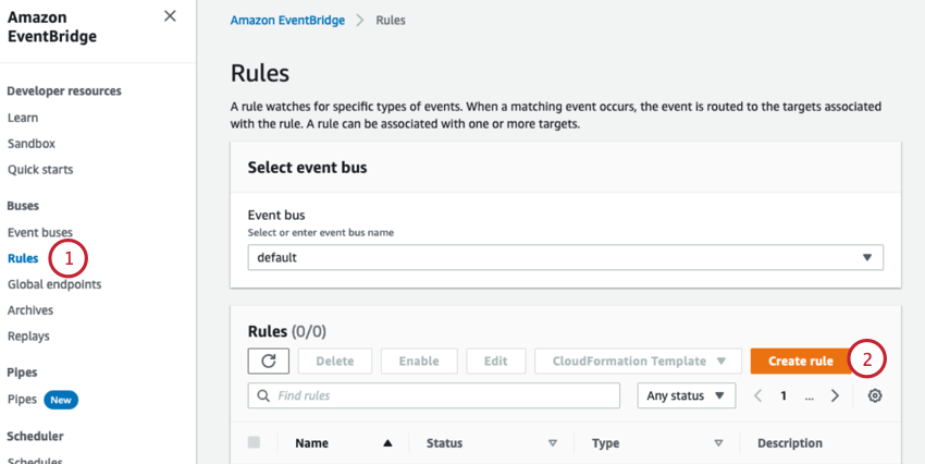 Creando una nueva regla en Eventbridge