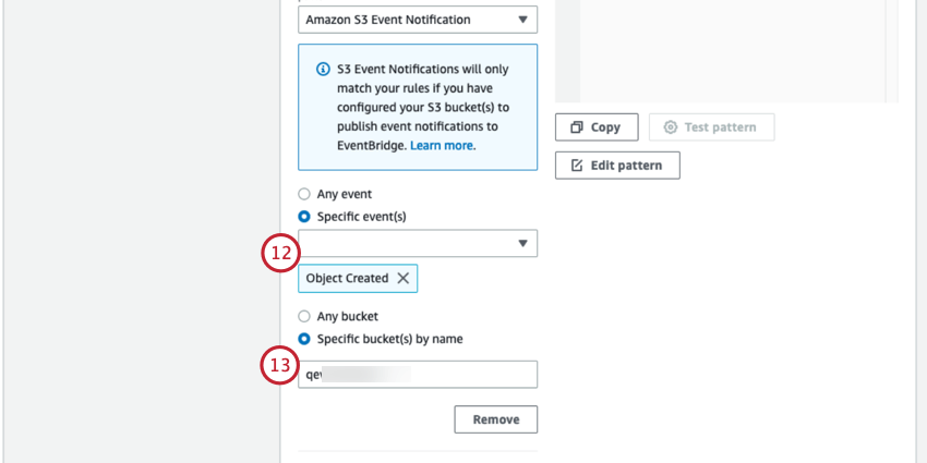 choosing specific events and buckets