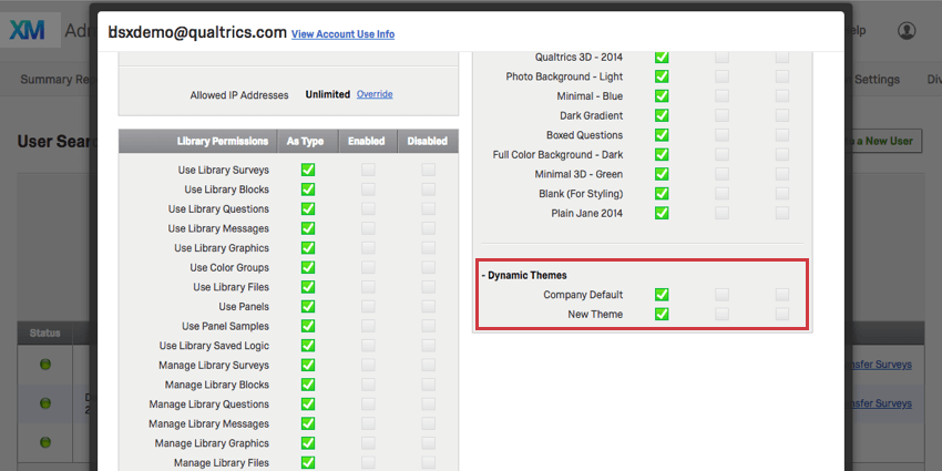 Der Abschnitt „Dynamische Themes“ listet die Themes auf, die wir als Beispiele auf dieser Support-Seite erstellt haben.