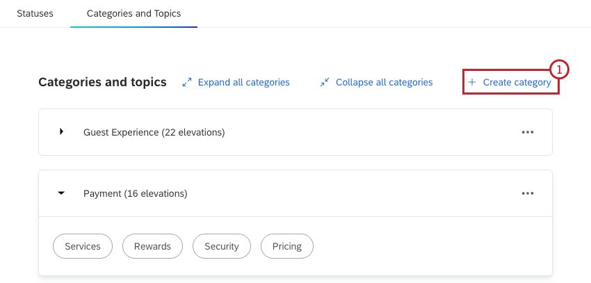 create category button highlighted
