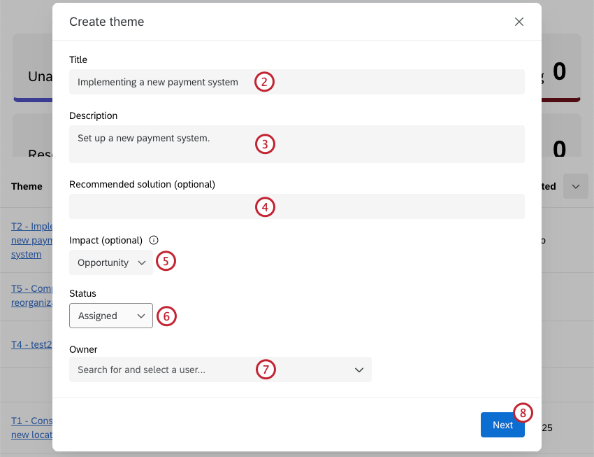 campos para configurar tu tema