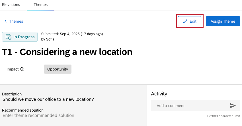 schaltfläche "Bearbeiten" innerhalb einer Designvorlage
