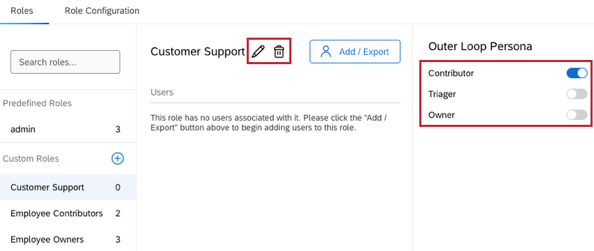 icono de edición siguiente a un rol