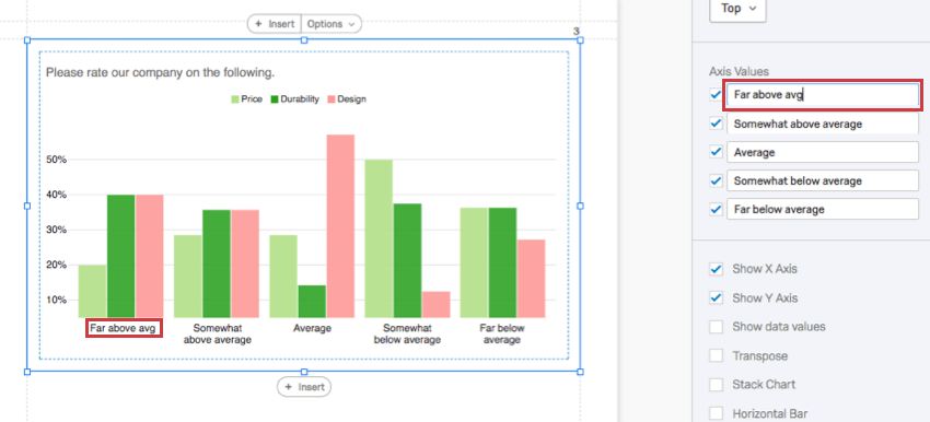 軸値セクションの編集に伴い、バーのラベルが変更されます。