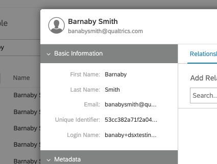 グローバル情報ウィンドウの参加者基本情報