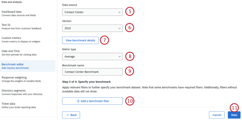 Configuración de un punto de referencia de Qualtrics