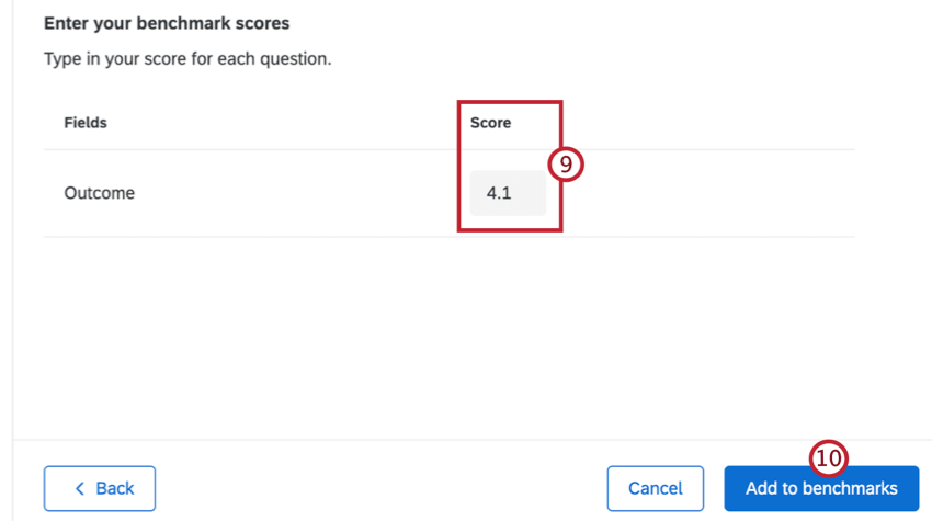 entering benchmark values