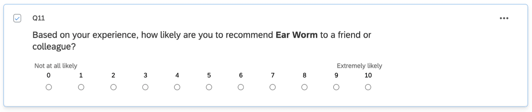 An NPS question, rating likelihood to recommend from 0 to 10