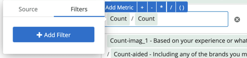 Cliquez sur compter, un menu se développe ; dans ce menu, il y a un onglet filtre, où vous pouvez cliquer sur ajouter un filtre