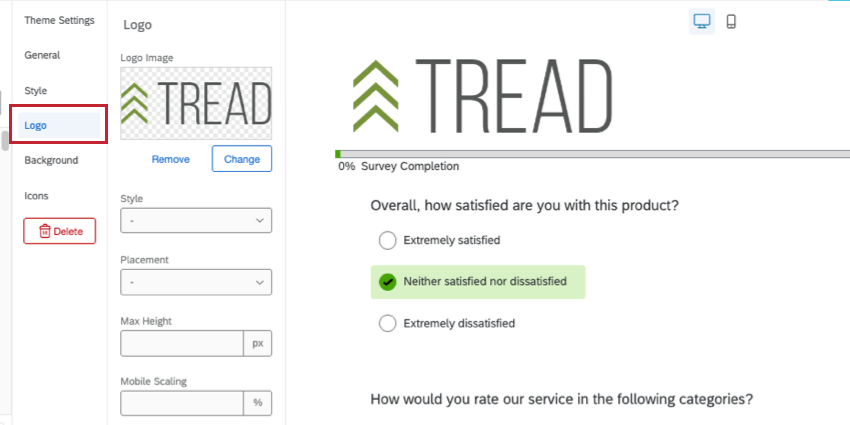 Logo section of themes