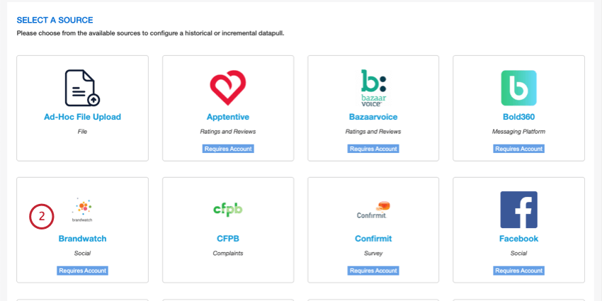 lista delle integrazioni dei connettori di lavoro, incluso brandwatch