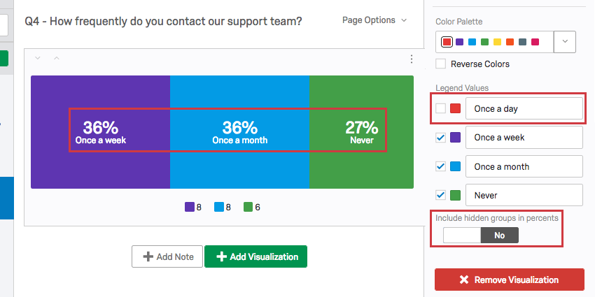 Hidden legend value is excluded from the calculation of percentages in the breakdown bar
