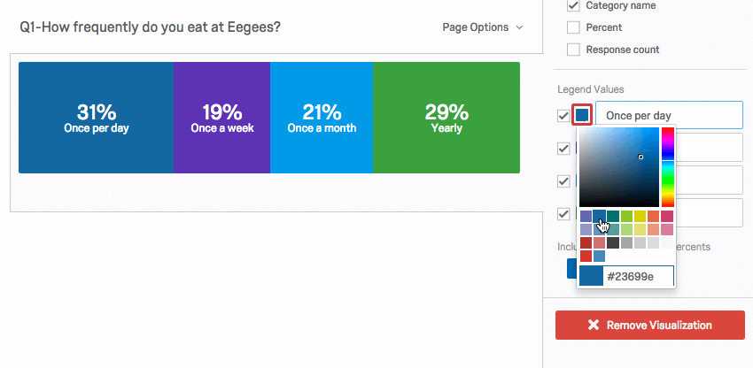 Cambiar el color de un valor de leyenda