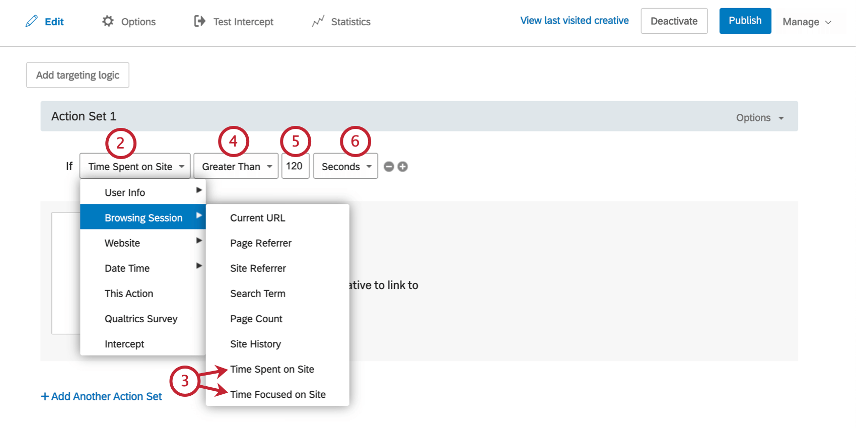 Auf der Website verbrachte/fokussierte Sitzungszeit durchsuchen