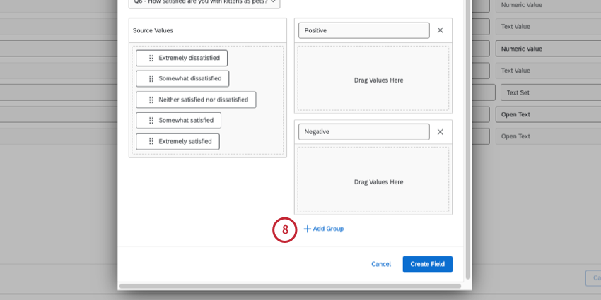 Add Group option beneath bottom-most bucket category