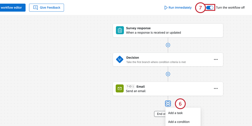 enabling the workflow with the toggle at the top of the page