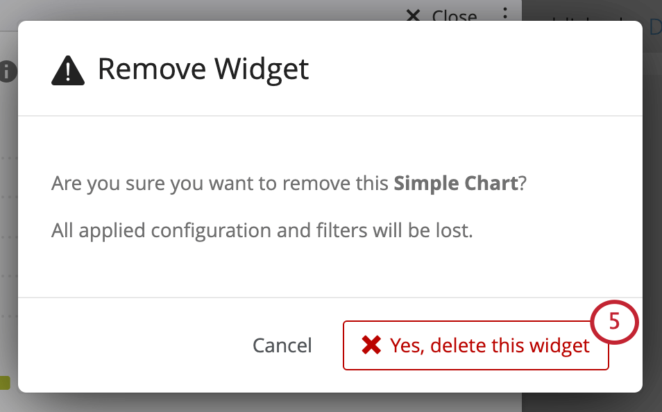 Conferma della rimozione del widget