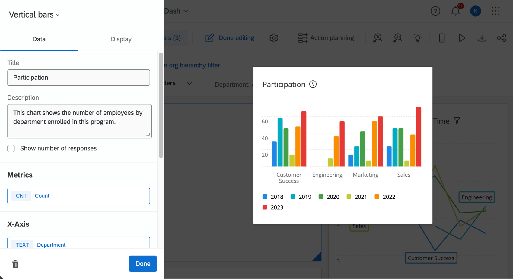 Visualización del panel de edición del widget