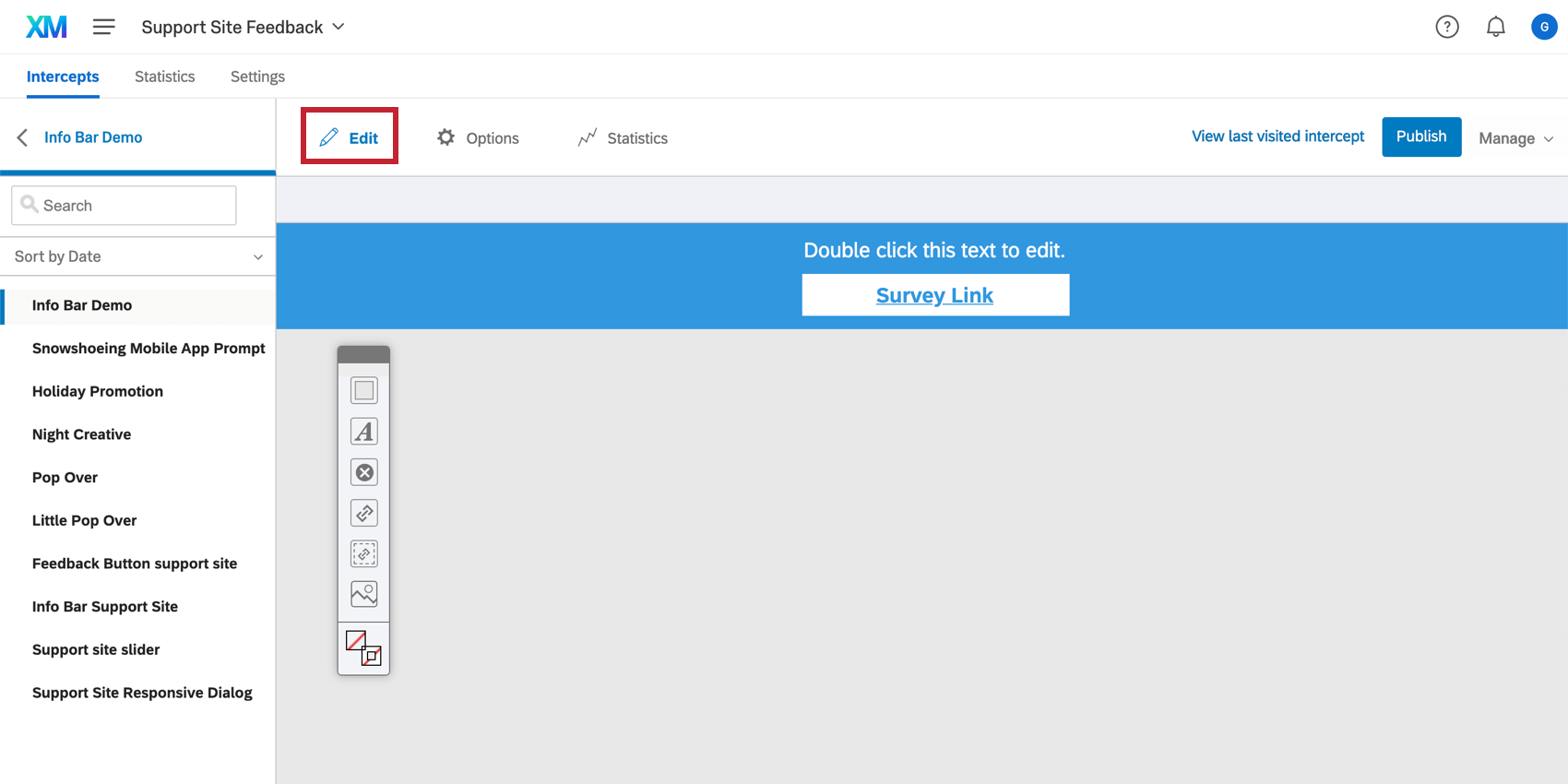 Sezione Modifica delleditor di intercettazioni