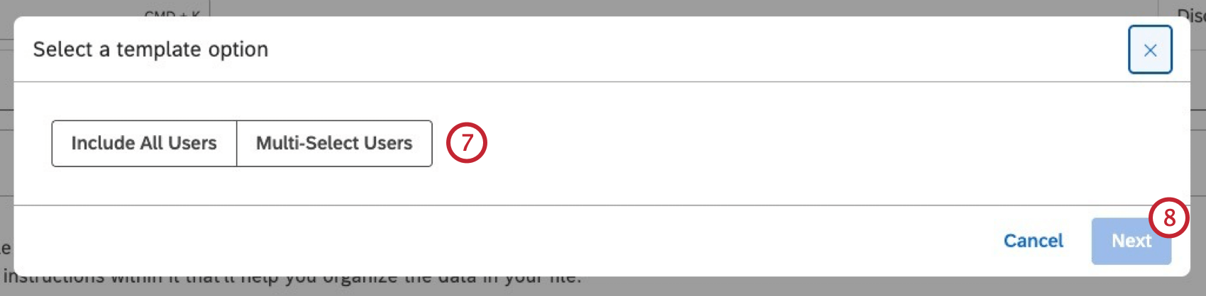 selecting a template option