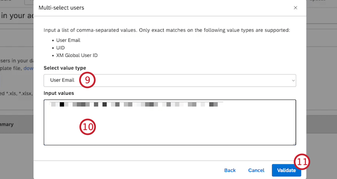 selecionar um tipo de valor e adicionar valores