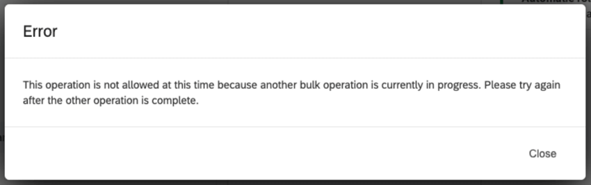 the error that a new upload cannot be done since tickets are still processing