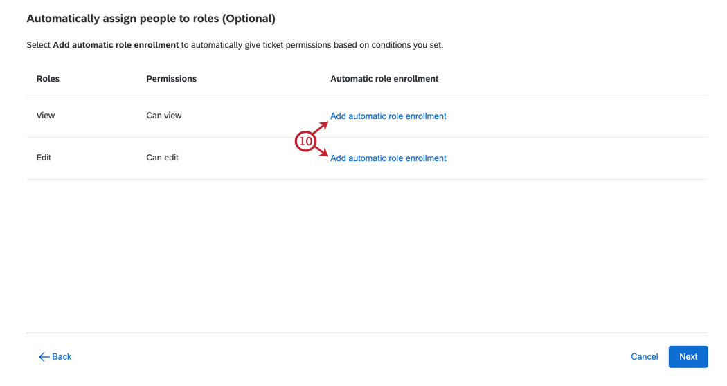le bouton dajout de linscription automatique des rôles