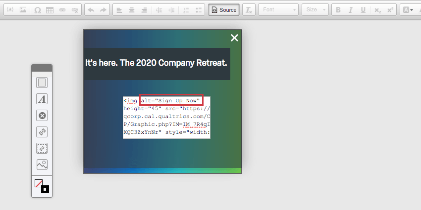In the source, the img tag has an alt tag, just like this image