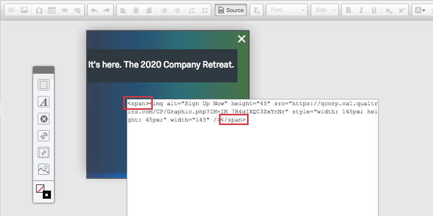 ボタンのソーステキストに追加されたスパン