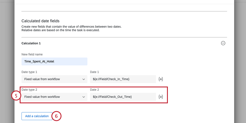 adicionar uma segunda data para o cálculo da data
