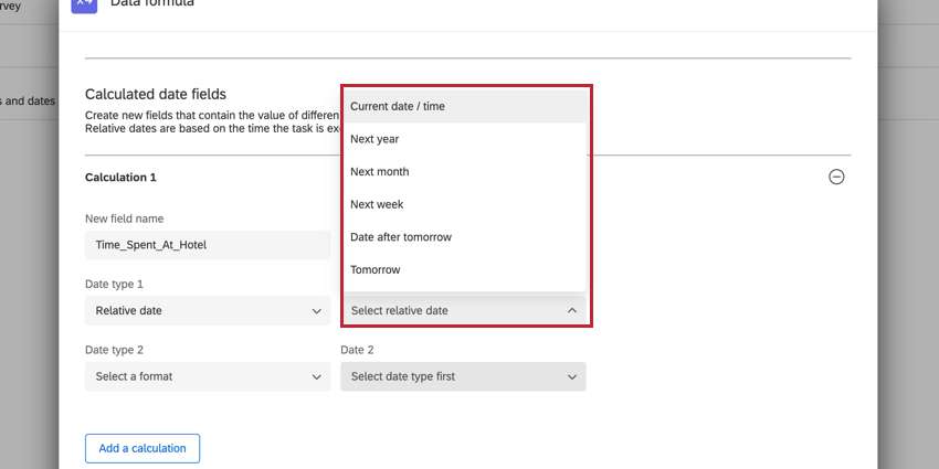 choosing a relative date