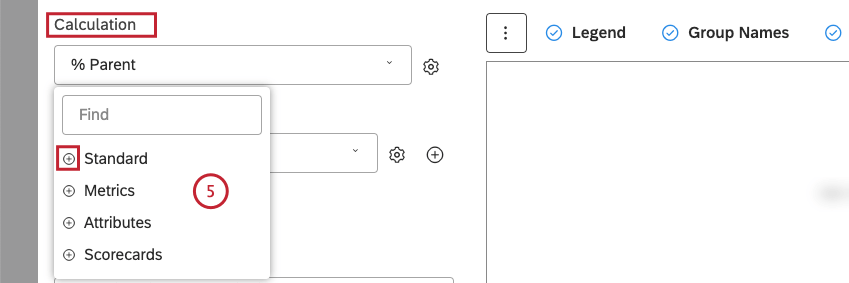 Sélectionner une option de calcul options de calcul à refléter par la taille des secteurs de tarte ou des tranches danneau