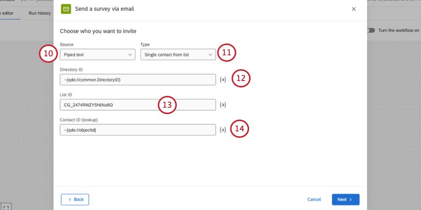 configuring recipient