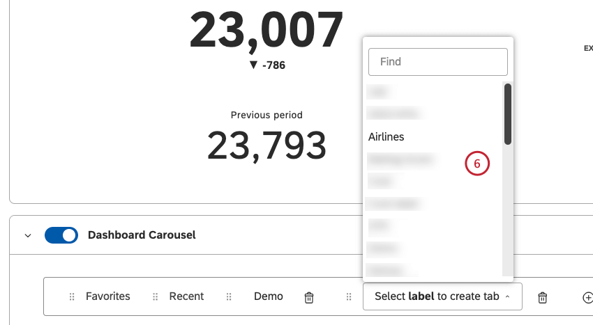 Selecione o rótulo a ser usado para essa guia na lista de rótulos disponíveis.