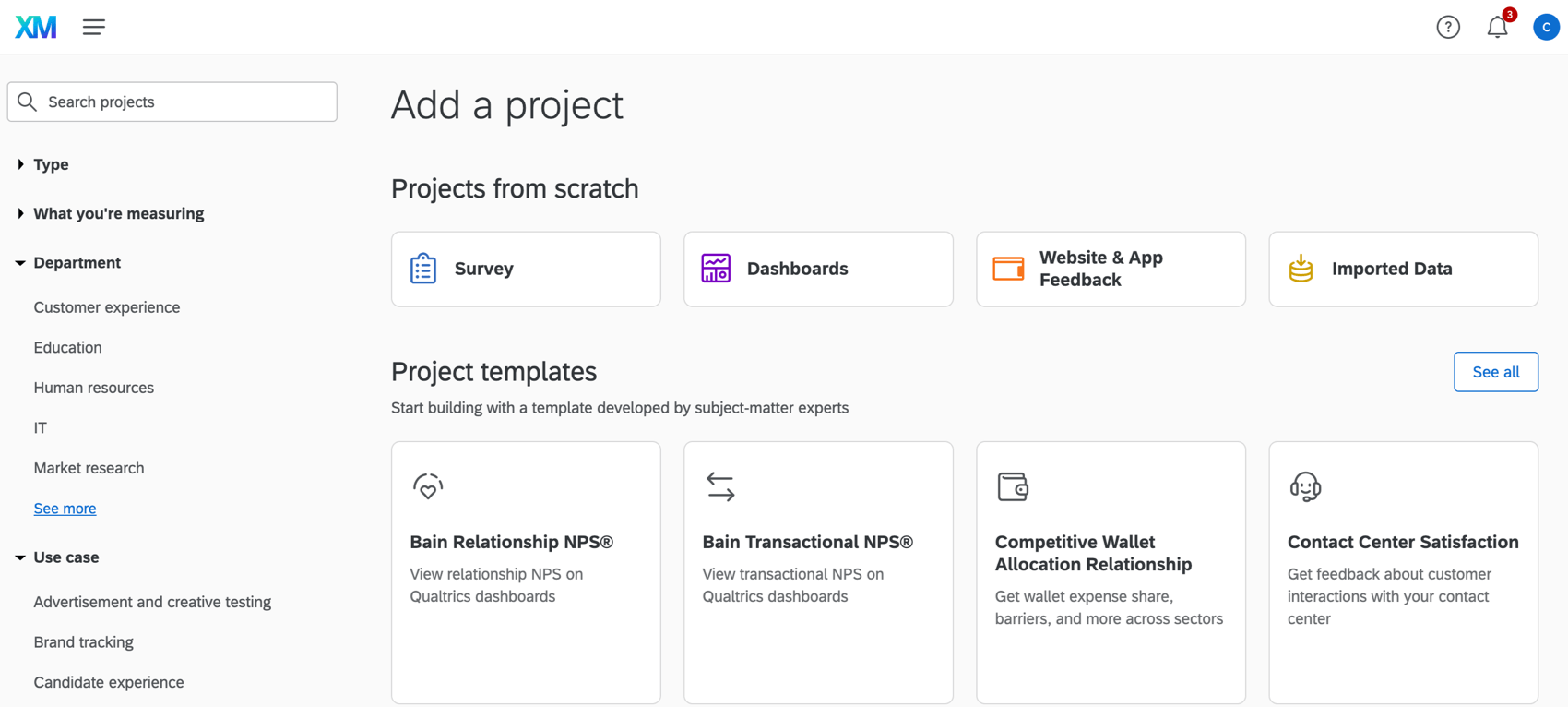 Create new project modal. Noticeable differences include a lack of guided projects