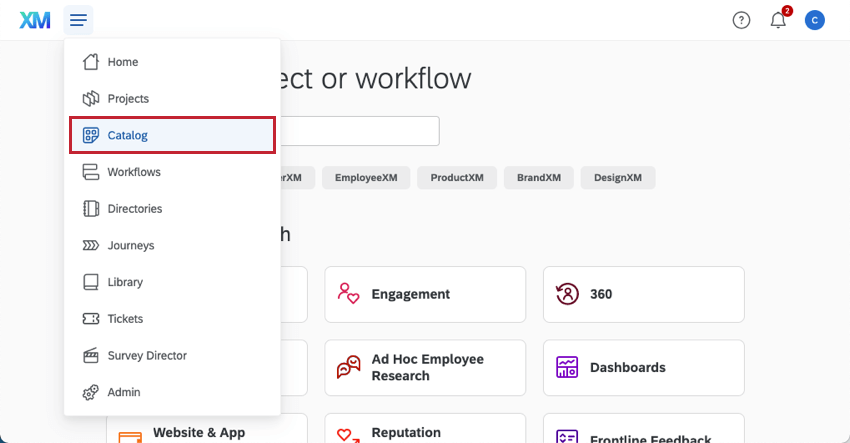 Aus globaler Navigation ausgewählter Katalog