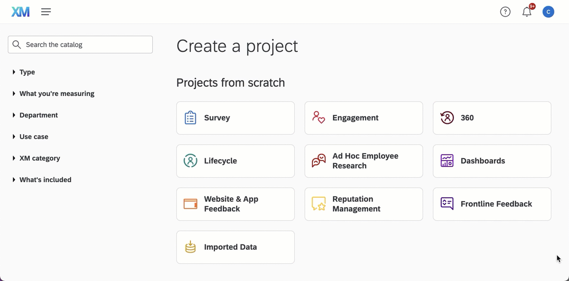 Un GIF de desplazamiento por el catálogo para tener una idea de los diferentes proyectos disponibles.
